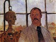 Lovis Corinth Self-portrait with Skeleton oil painting on canvas